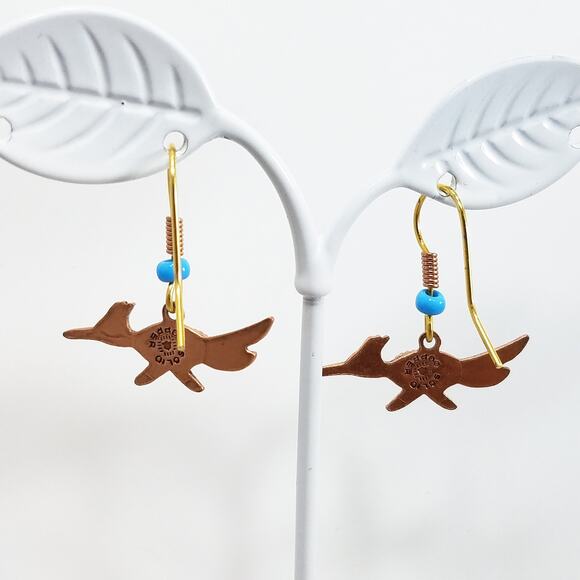 Vintage Roadrunner Solid Copper Earrings, Bells Trading Post, 1970s - Picture 3 of 10